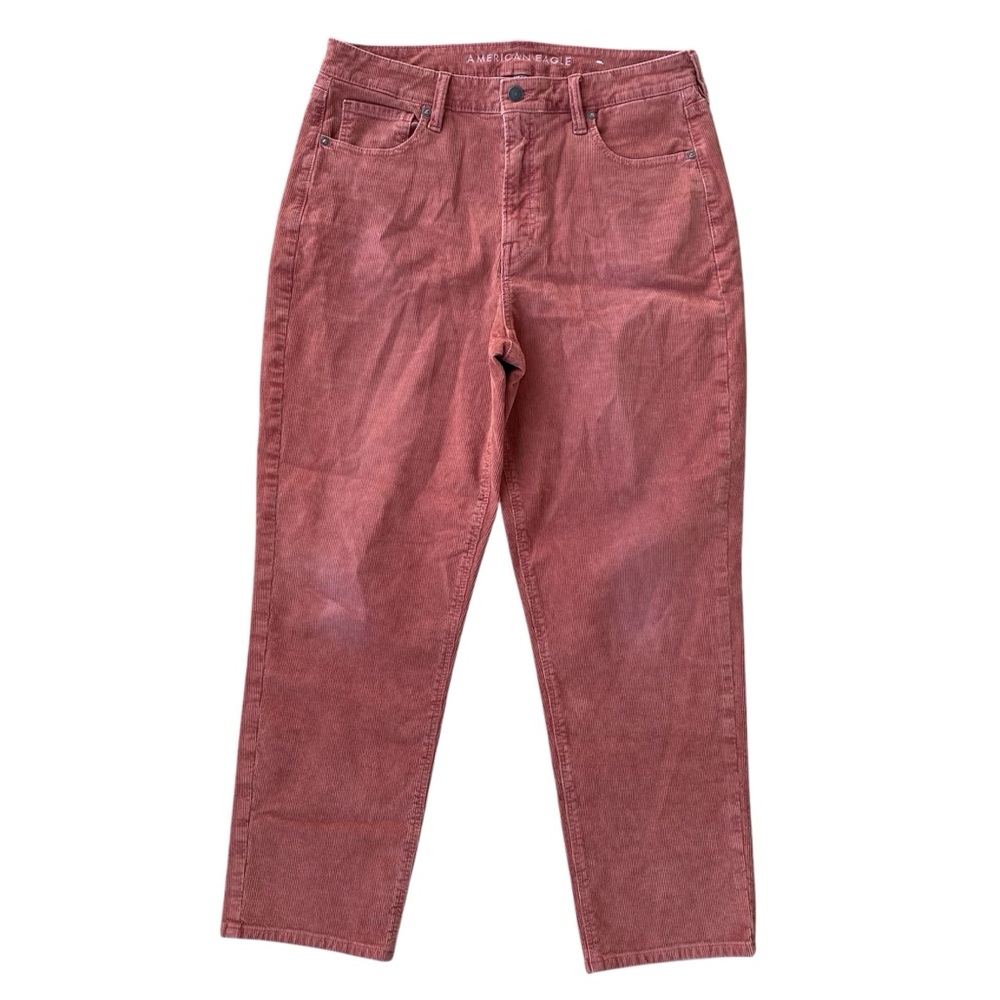 American Eagle Womens Corduroy Mom Straight Jeans / 14 Regular / Burnt Orange